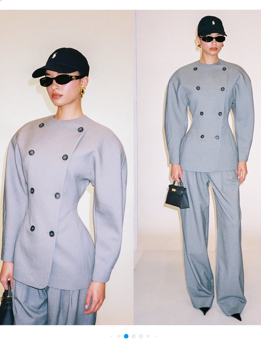 Helsa blazer & pants size SMALL Double-Breasted Gray Wide-Leg suit